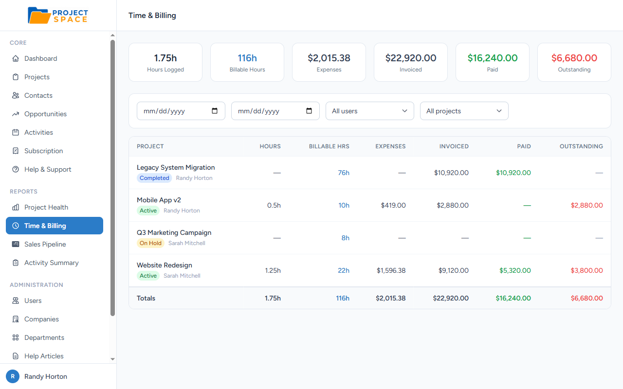 Time and invoicing