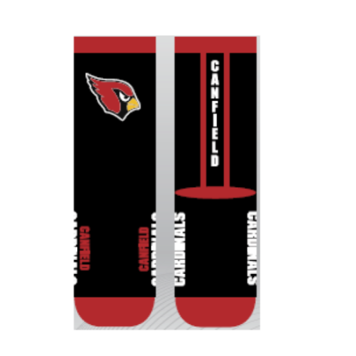 Adult Cardinals Socks in Black, front view