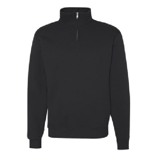 Adult Embroidered Quarter-Zip Sweatshirt in Black, front view