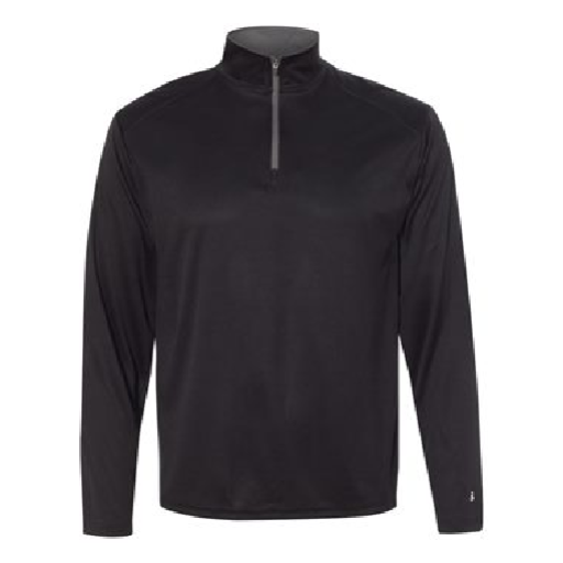 Adult Lightweight Performance Quarter-Zip in Black/ Graphite, front view