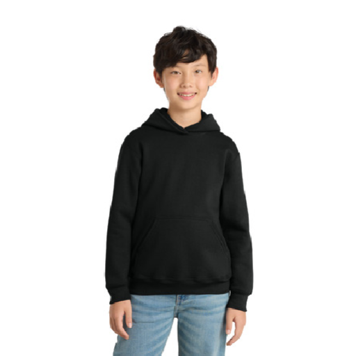 Youth Core Fleece Pullover Hoodie in Jet Black, front view